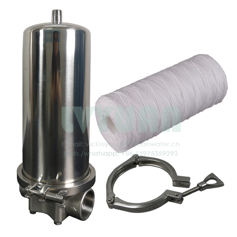 Clamp 304 316L 10 inch single stage water filter housing for 300psi/20bar working pressure