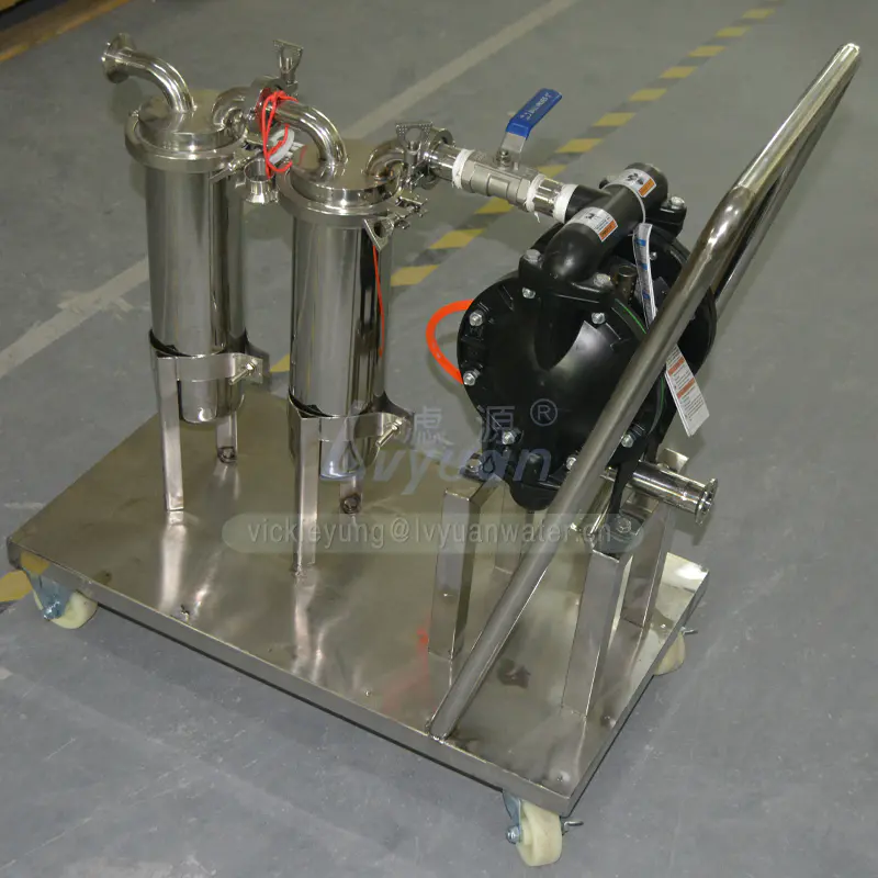 Movable type 1/2/3/4/5 stage cart model stainless steel oil filter machinery with 10 microns filter cartridge or bag filter