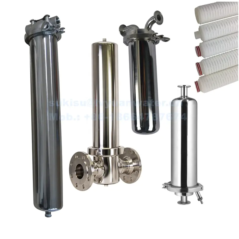 PTFE/PP/Titanium Cartridge filtration stainless steel inline filter for Air compressor and hot water treatment