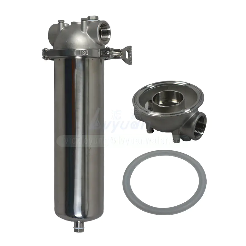 High pressure SS304 316L 2.5x10 inch stainless steel liquid cartridge filter housing with te-flon PTFE O ring gasket