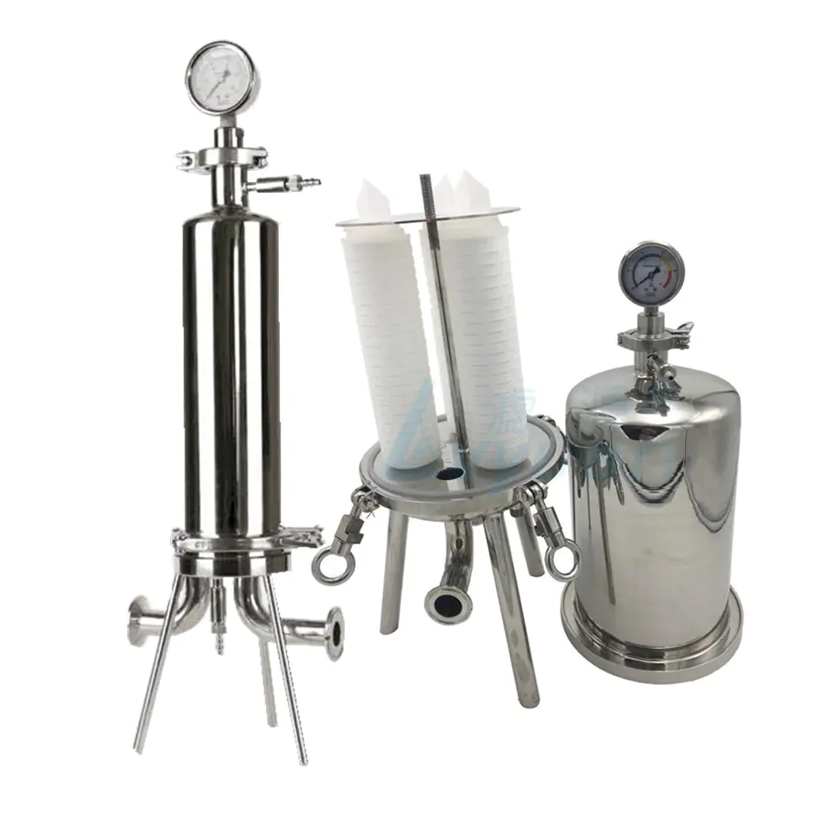 SS304 316L standing legs support Electrolytic polishing flanged 10 20 inch stainless steel wine filter housing
