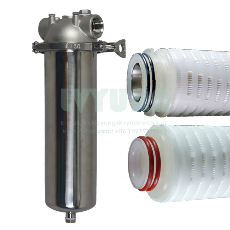 Single 10" element housing 10 inch stainless steel filter housing with PP/PTFE membrane cartridge micro filter