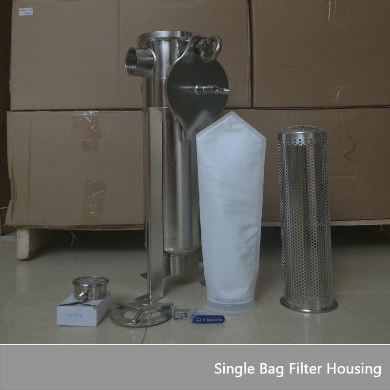 Single precision water filter stainless steel 10 inch SS316 filter housing with SS 20 microns pleated cartridge filter element