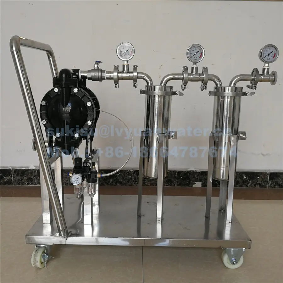 Guangzhou Factory Custom stainless steel microporous oil filter with cart for water and alcohol filtration