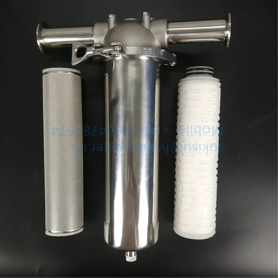 SS316 SS304 Sanitary Stainless steel cartridge filter housing with pressure gauge