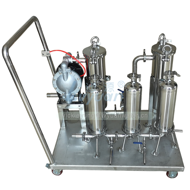 Movable type 1/2/3/4/5 stage cart model stainless steel oil filter machinery with 10 microns filter cartridge or bag filter