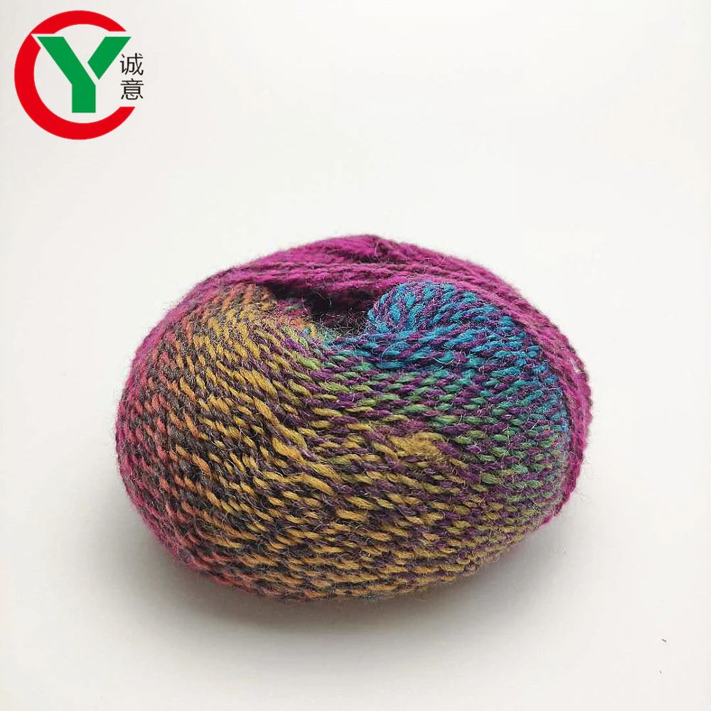 Factory wholesale 20%nylon 80%wool blended knitting space dyed yarn for crochet