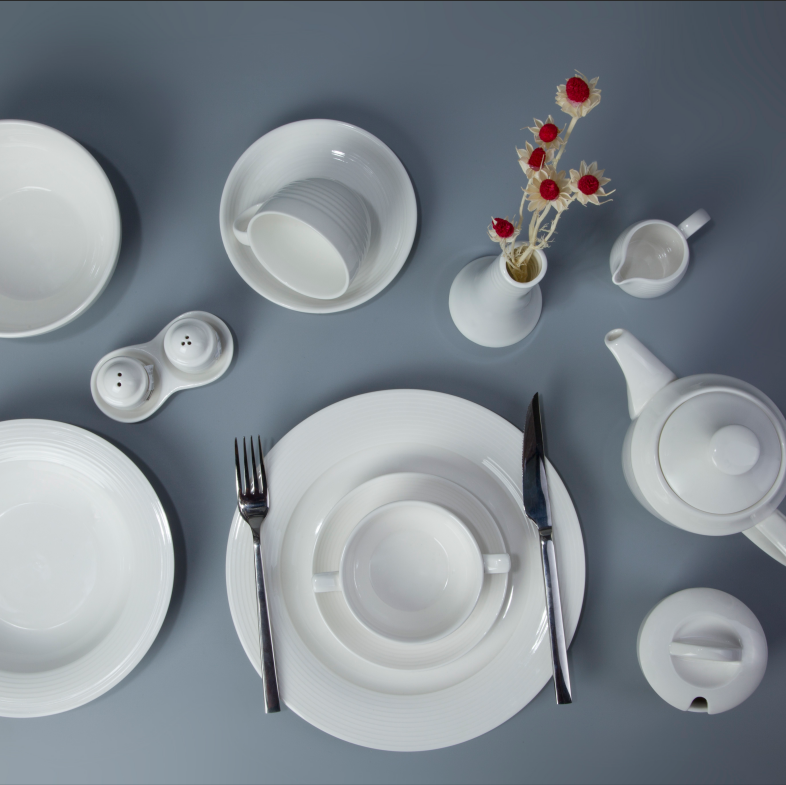 Five Star Hotel CrockeryIndia Stock Ceramic Tableware for Restaurant, White Plates Sets Dinnerware>