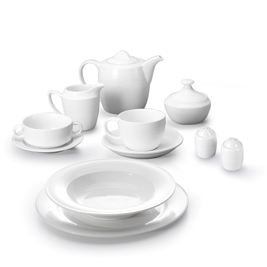 Restaurant Italian Tableware, Ceramic Hotel Wholesale White Dinner Set, Banquet Crokery Luxury Dinner Set Dinnerware$