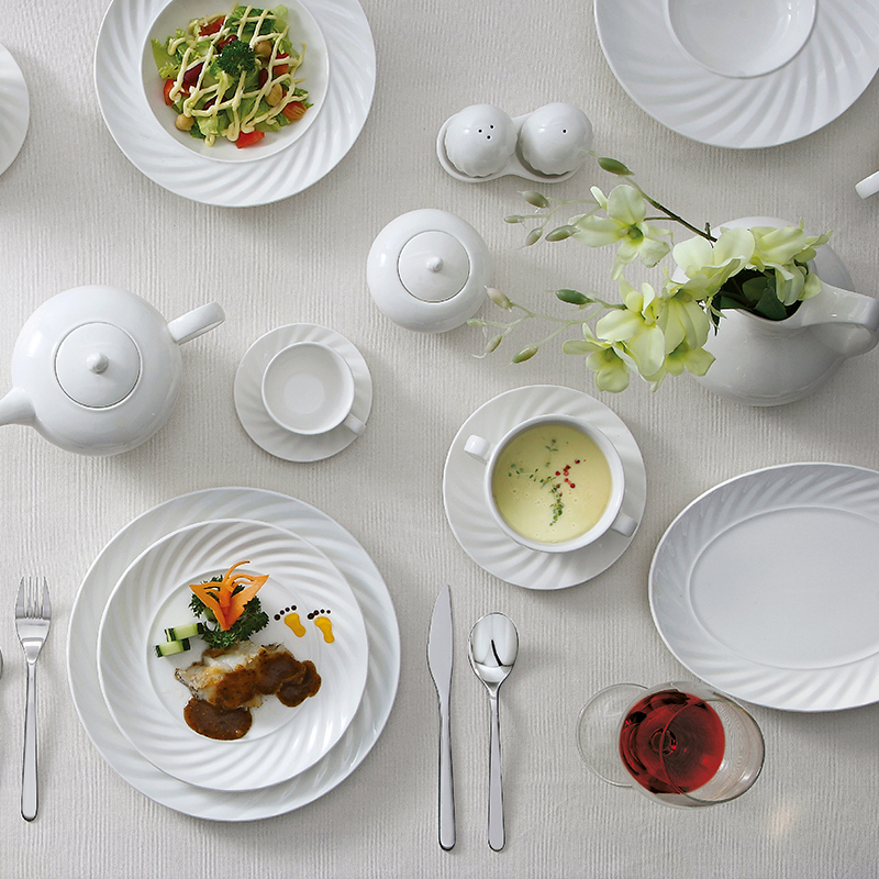 White Event Luxury Porcelain Dinner Set Ceramic Wedding Chinese Restaurant Tableware