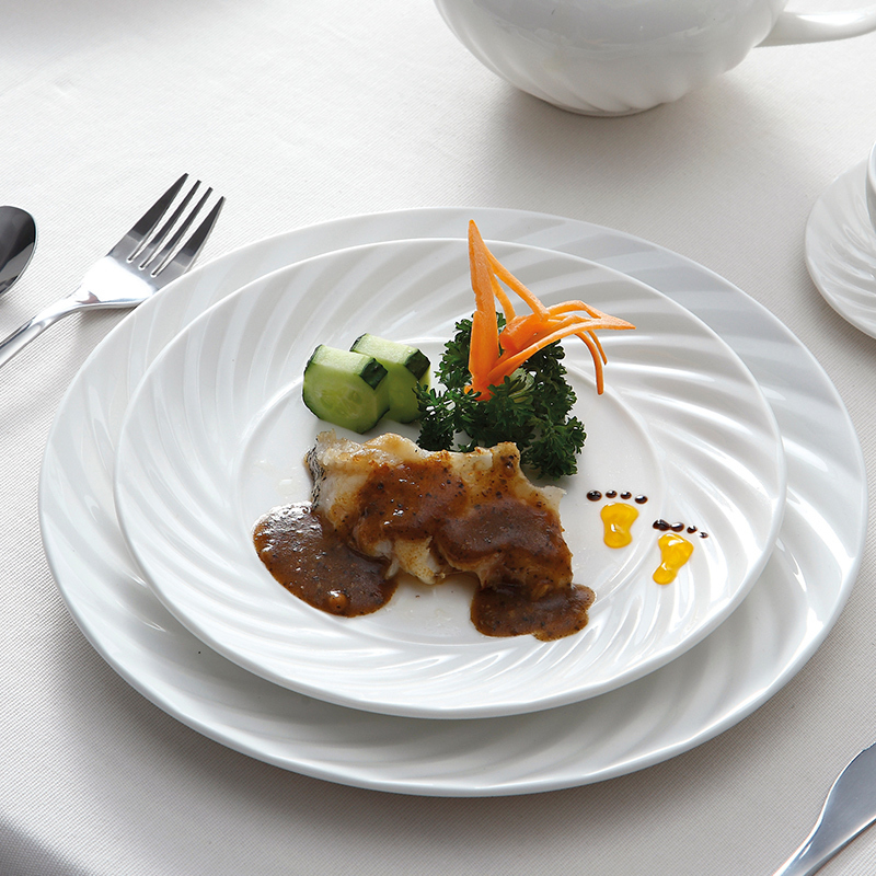 China Hotel Dinnerware Wholesale Market Supplier, Hotel Collection Dinnerware Sets, White Ceramic Plate Tableware Set*
