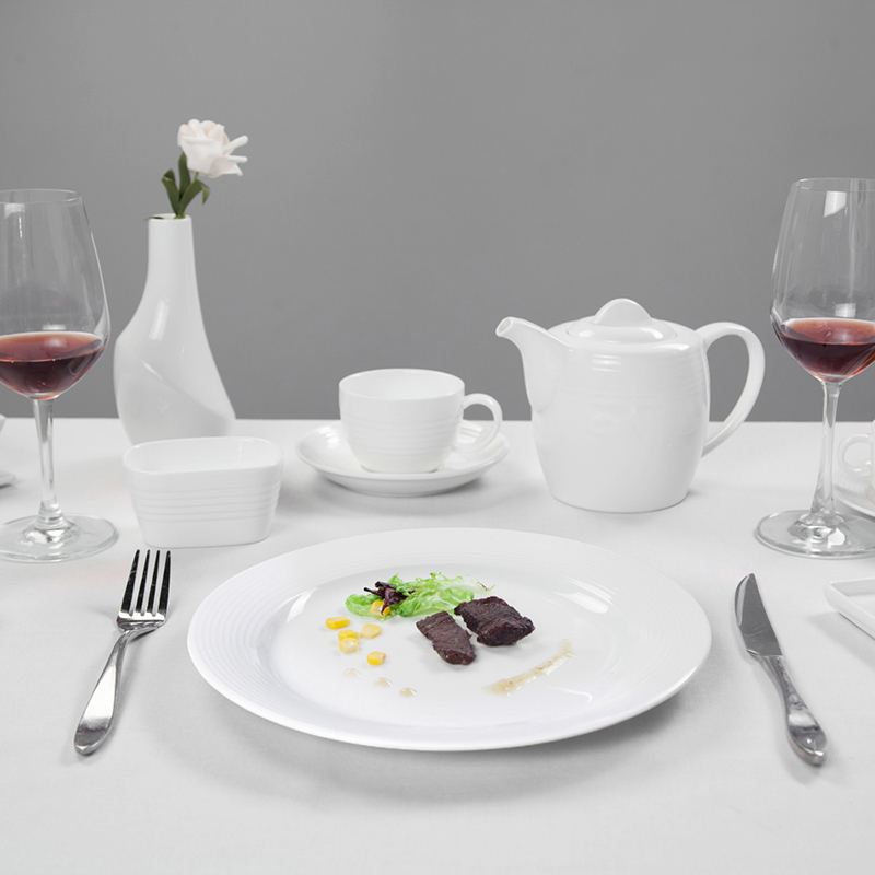 Restaurant Italian Tableware, Ceramic Hotel Wholesale White Dinner Set, Banquet Crokery Luxury Dinner Set Dinnerware$
