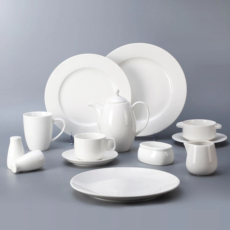 Plain White Wedding Crockery Ceramics, Buffet Catering Bone China White, Wholesale Cheap Oem Hotel Restaurant Dinnerware&