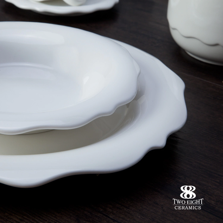 Hotel&restaurant wholesale ceramic white tableware dinnerware sets porcelain
