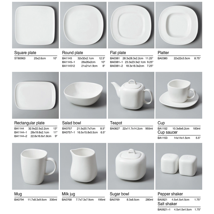 Ceramics factory bulk banquet white porcelain tableware set