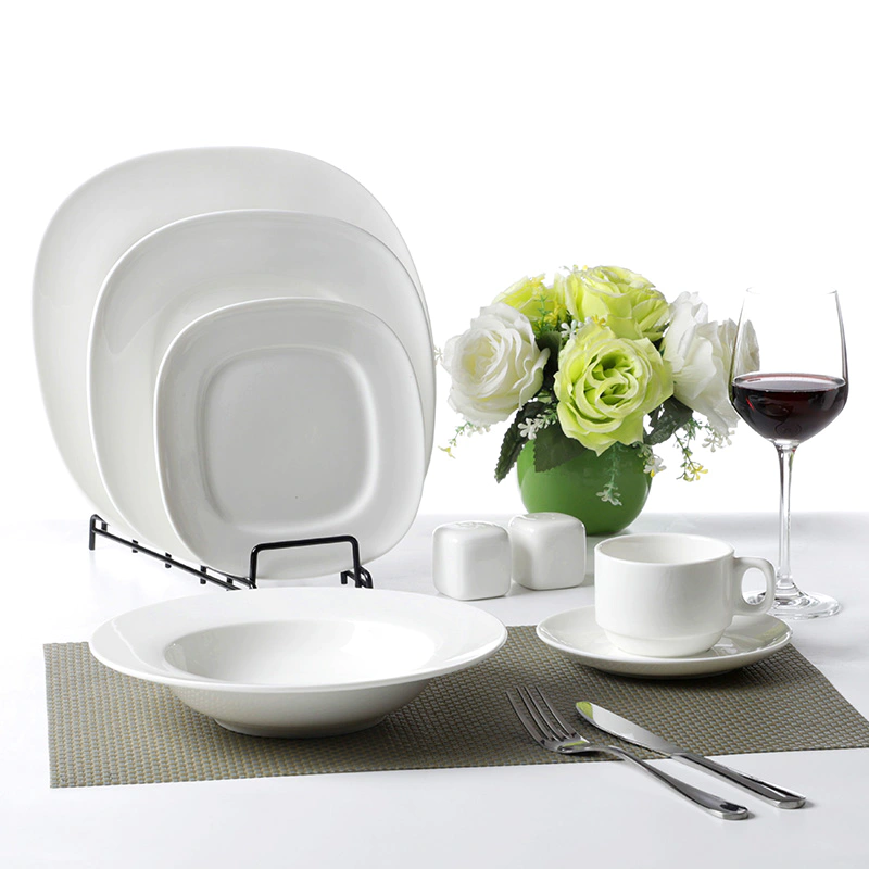 Customized Plate Porcelain Square Dinnerware Set, Used Restaurant Dinnerware, Luxury Tableware Ceramic White*