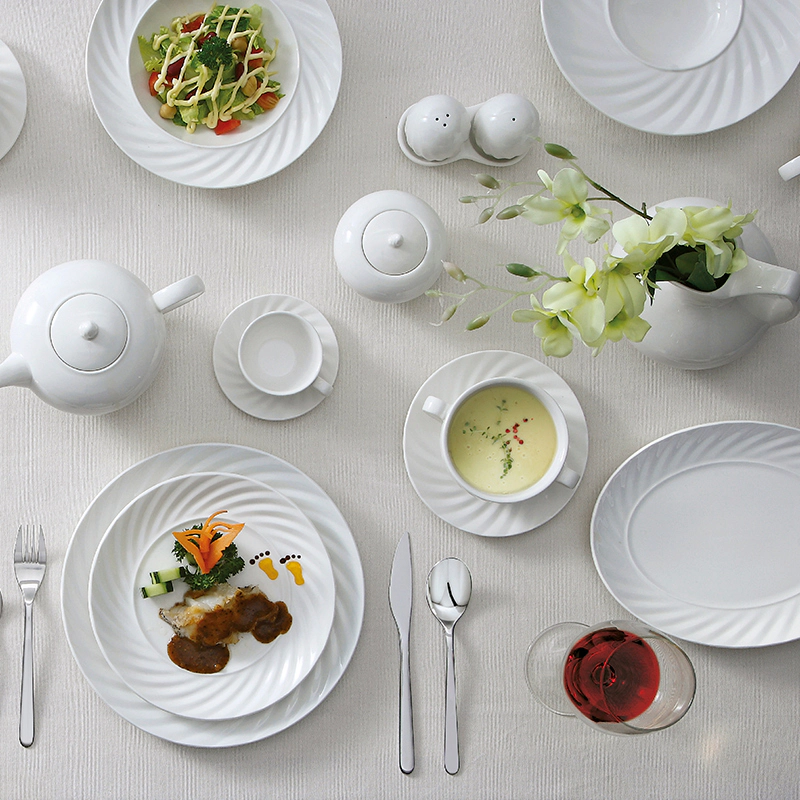 White Dinnerware Ceramic Dinner Set Porcelain Hotel Wedding Tableware Sets