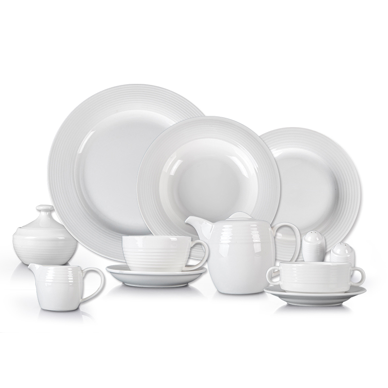 Crokery Hotelware In Dinnerware Sets, Wedding Event European Tableware, White Dinner Set Porcelain^