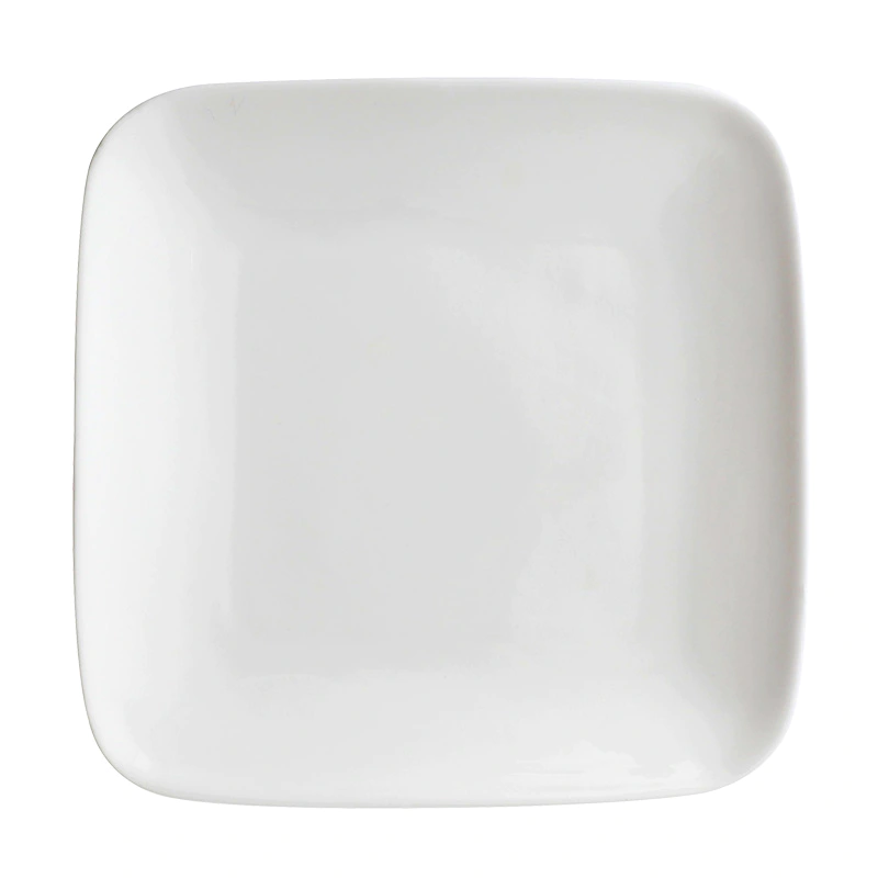 Hotel Restaurant Modern Square Dinnerware Logo Printing Acceptable, Cheap Plain Tableware Ceramic White, Square Plate Dish Sets/