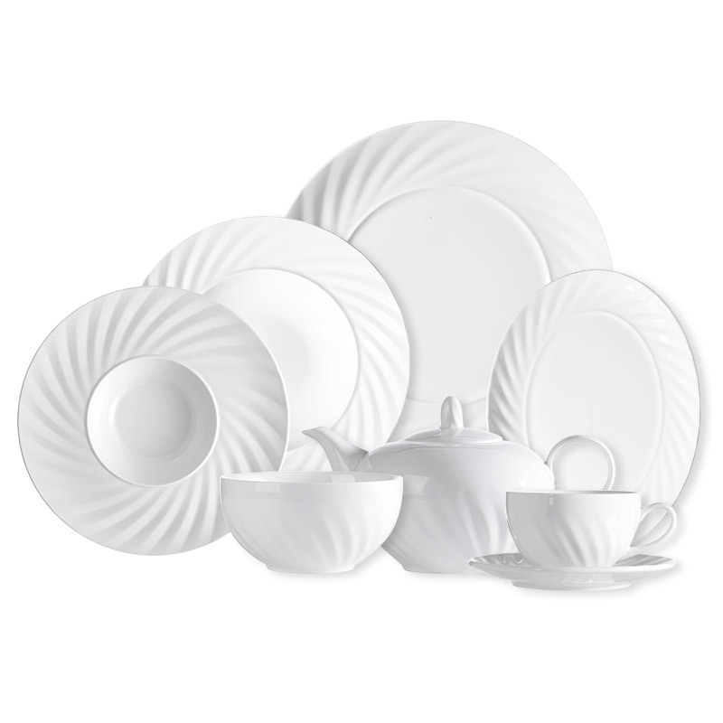 28 Ceramics High Quality Hotel Restaurant Porcelain Dinner Set, White Dishes Plates Ceramic Set