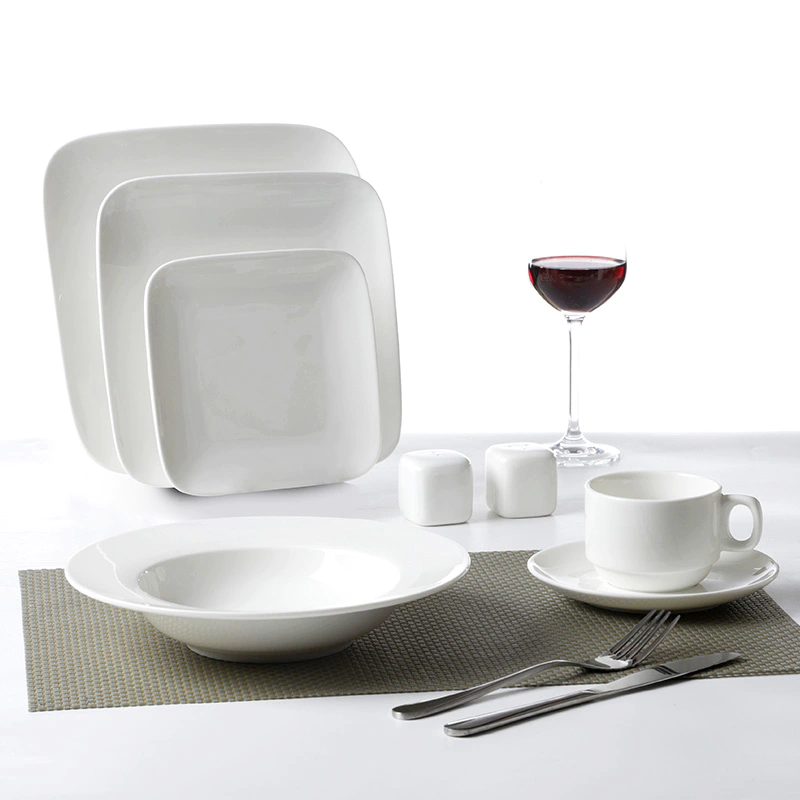 28Ceramics Best Seller Square Dinnerware Sets, Ceramics Dinner Set, White Square Plates for Restaurants