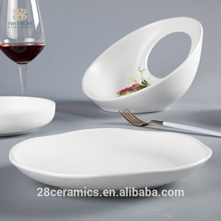 White restaurant use ceramic ware china porcelain dinnerware set