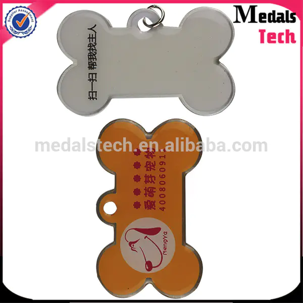 Shenzhen medal supplier custom 13.56MHz NFC pet id aluminum dog tag with domed resin