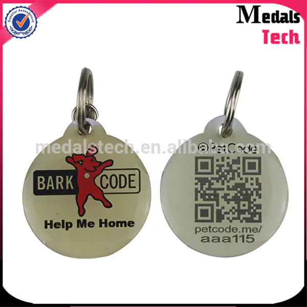 From China medal supplier 2016 hot sell metal epoxy QR code dog tag pet tags