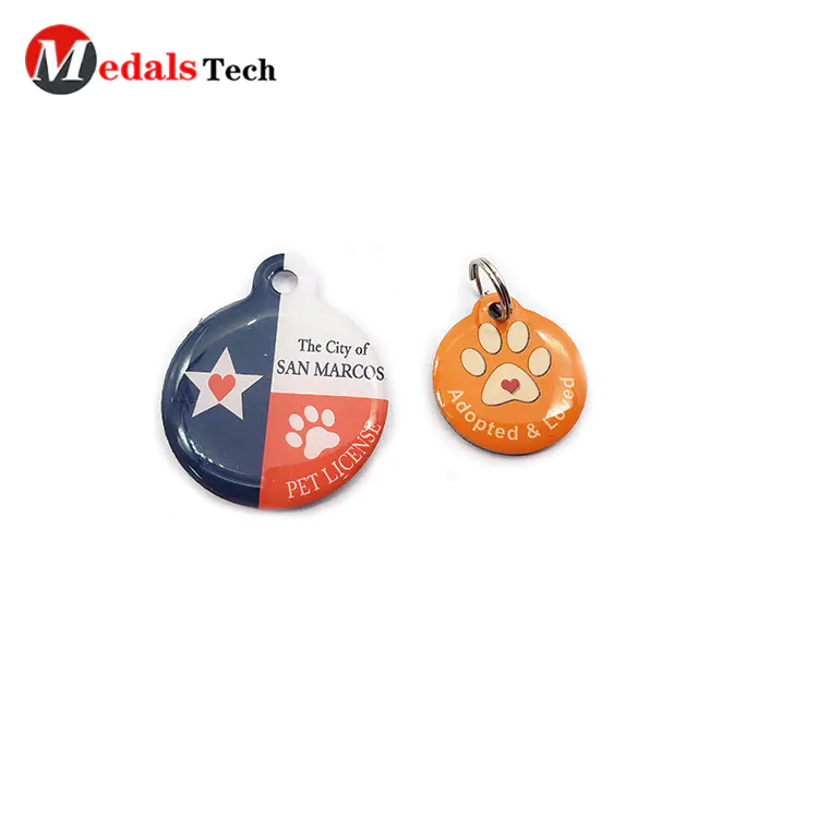 Custom cheap code printing metal double sides epoxypets tag