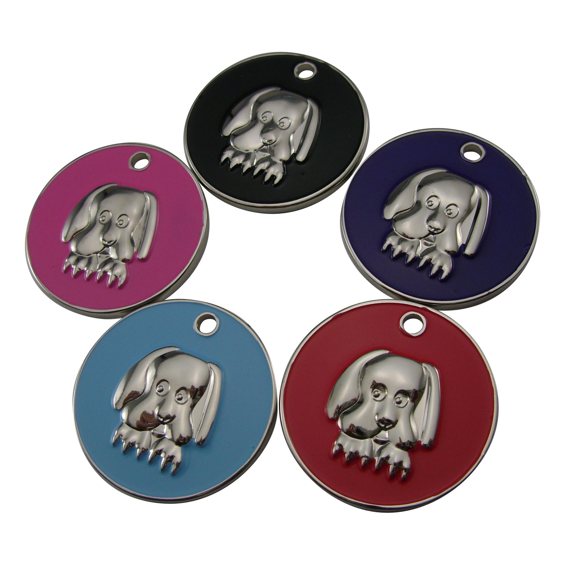 Round shape customized metal dog id tag