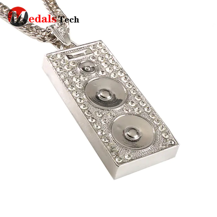 Popular shinny gold pendant necklace chain gift dog tag for girls