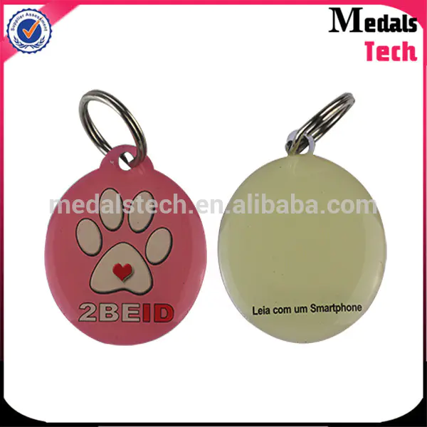 Shenzhen medal supplier custom 13.56MHz NFC pet id aluminum dog tag with domed resin