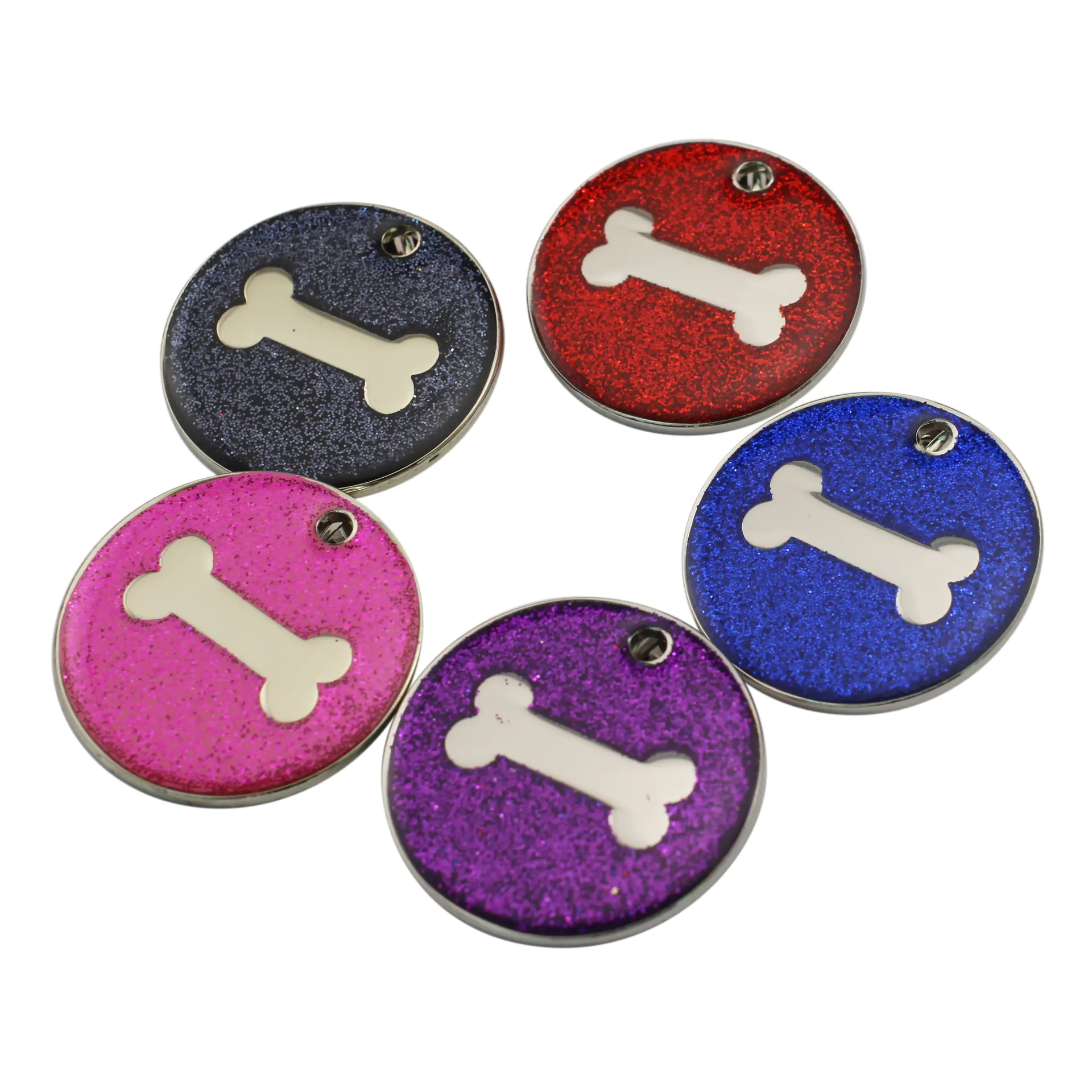 Round shape aluminum anodized blank dog id tag