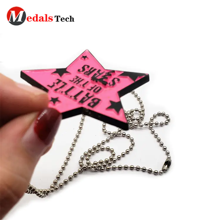 Custom fashion printing logo metal military dog tag with ball chain