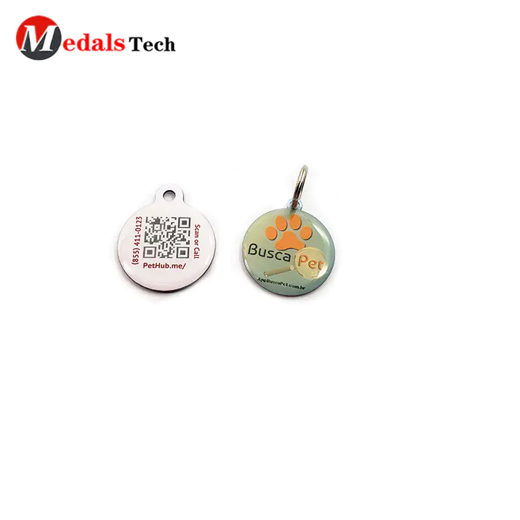 Custom cheap code printing metal double sides epoxypets tag