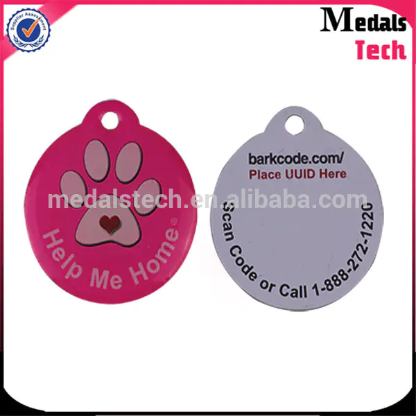 From China medal supplier 2016 hot sell metal epoxy QR code dog tag pet tags