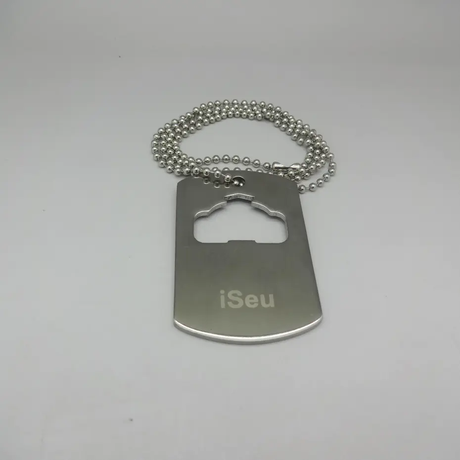 Stainless steel customized military dog tag bottle opener with laser logo