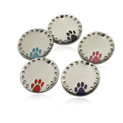 Round shape customized metal dog id tag