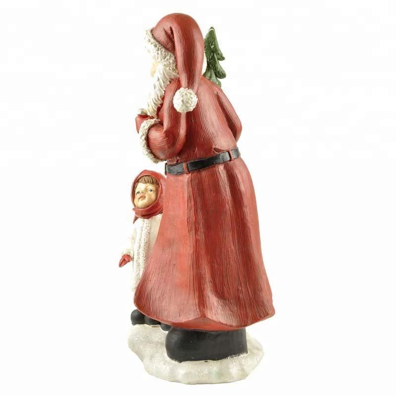 Hot sale resin craft santa claus and kids indoor christmas decoration