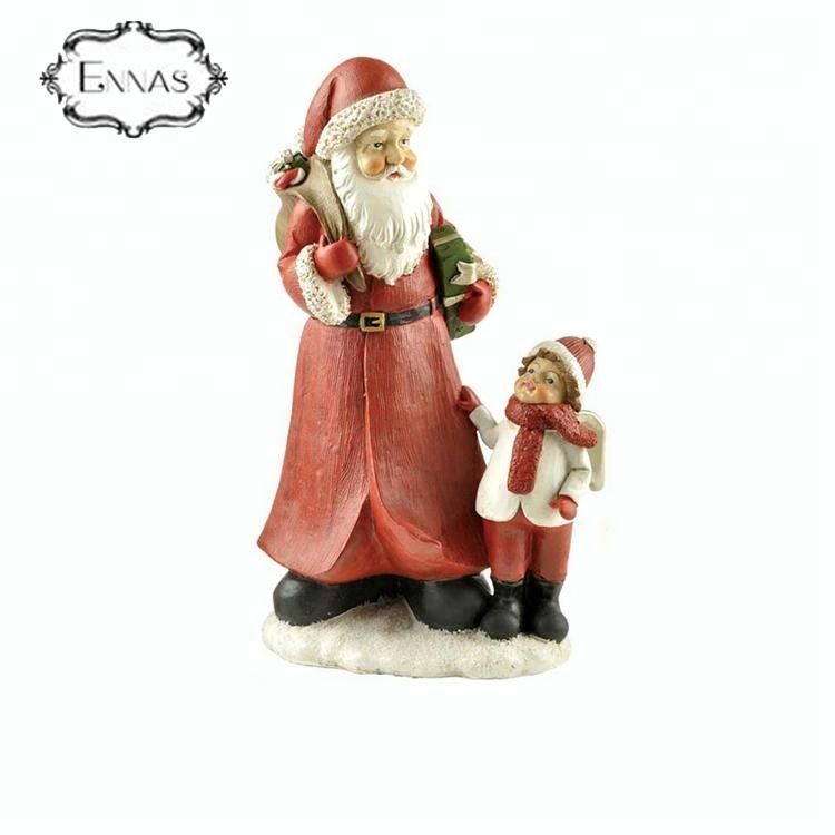 Hot sale resin craft santa claus and kids indoor christmas decoration