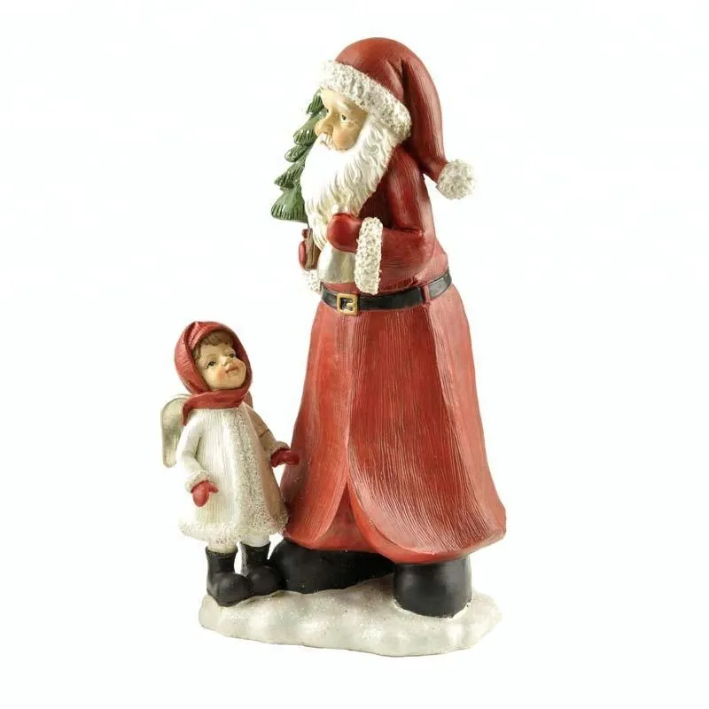 Hot sale resin craft santa claus and kids indoor christmas decoration