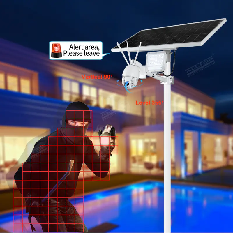 ALLTOP Aluminium Alloy 80w outdoor ip65 intelligent CCTV camera security solar led flood light
