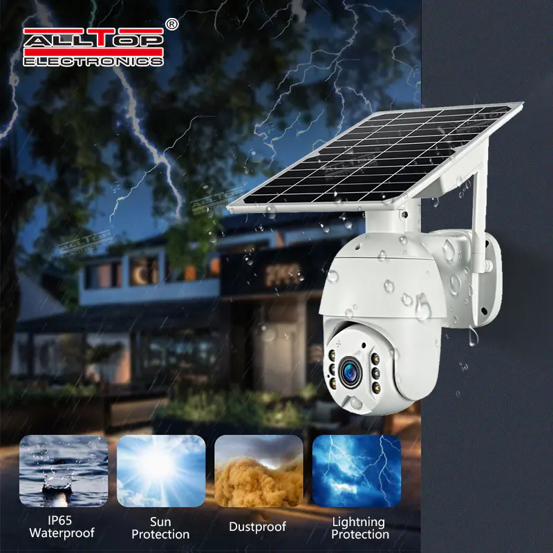 ALLTOP High Quality 4G Wifi Cctv Cam Solar Battery Powered Video Surveillance Outdoor Solar Camera
