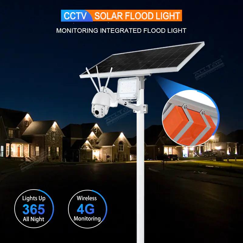 ALLTOP Wireless remote control outdoor solar power supply led flood light lamp with cctv ip camera