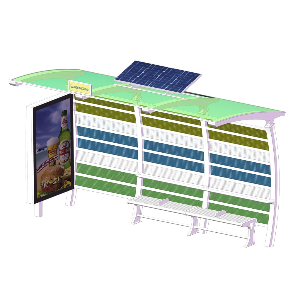 OutdoorMetal Solar PowerBus Stop Shelter