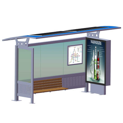Outdoor Street Furniture Solar Bus Stop with Advertising Lightbox