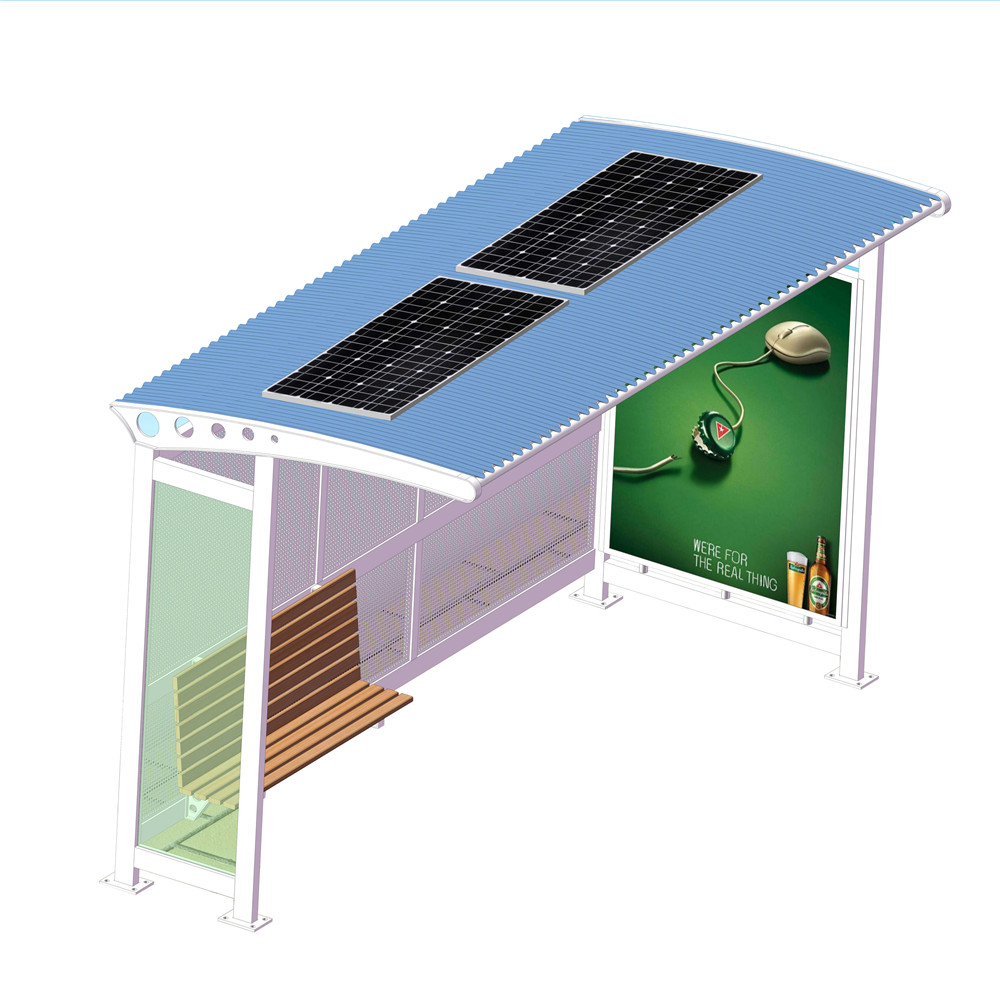 Metal Material Solar Powered Outdoor Bus Shelter