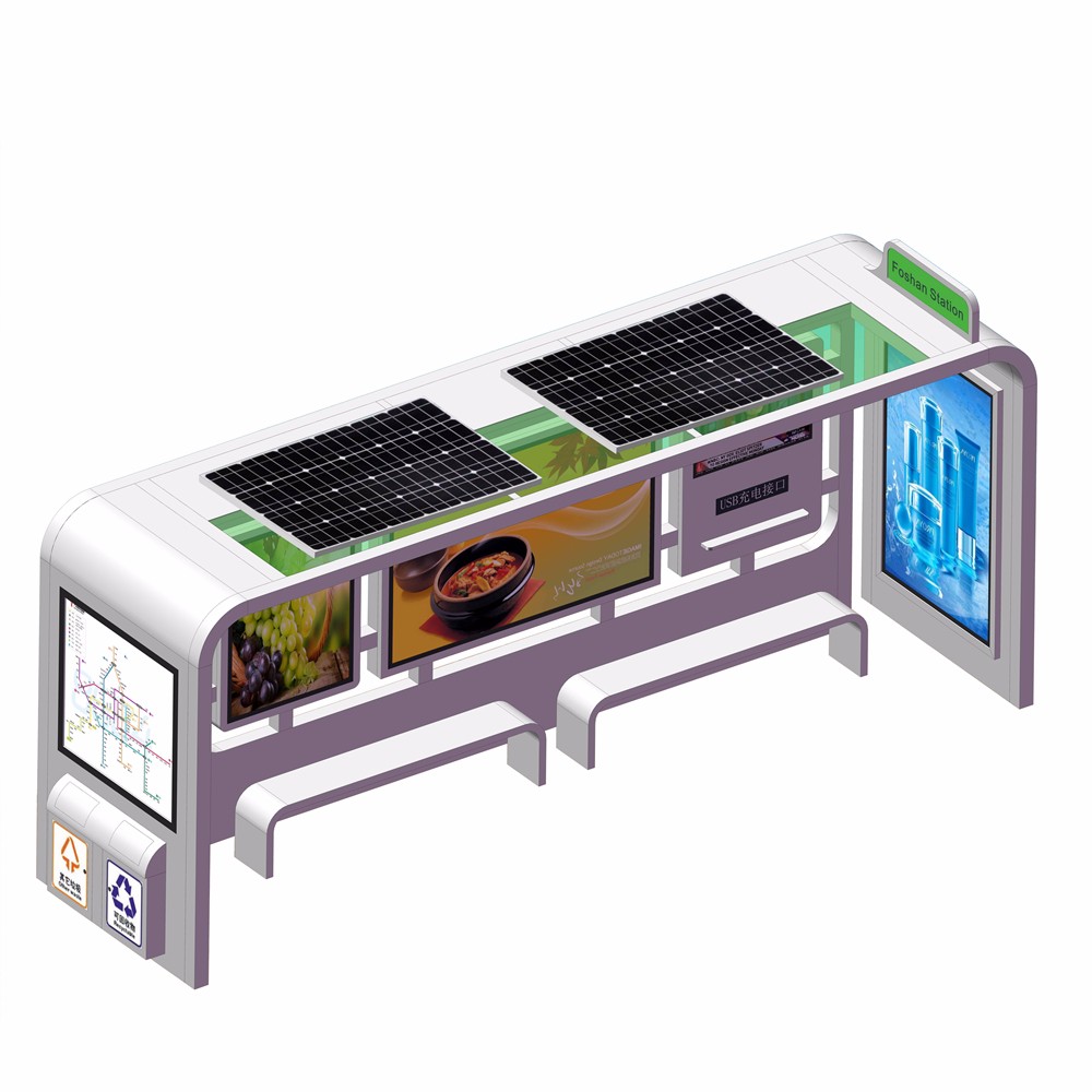 Smart Bus Stop Station Shelter Solar Display