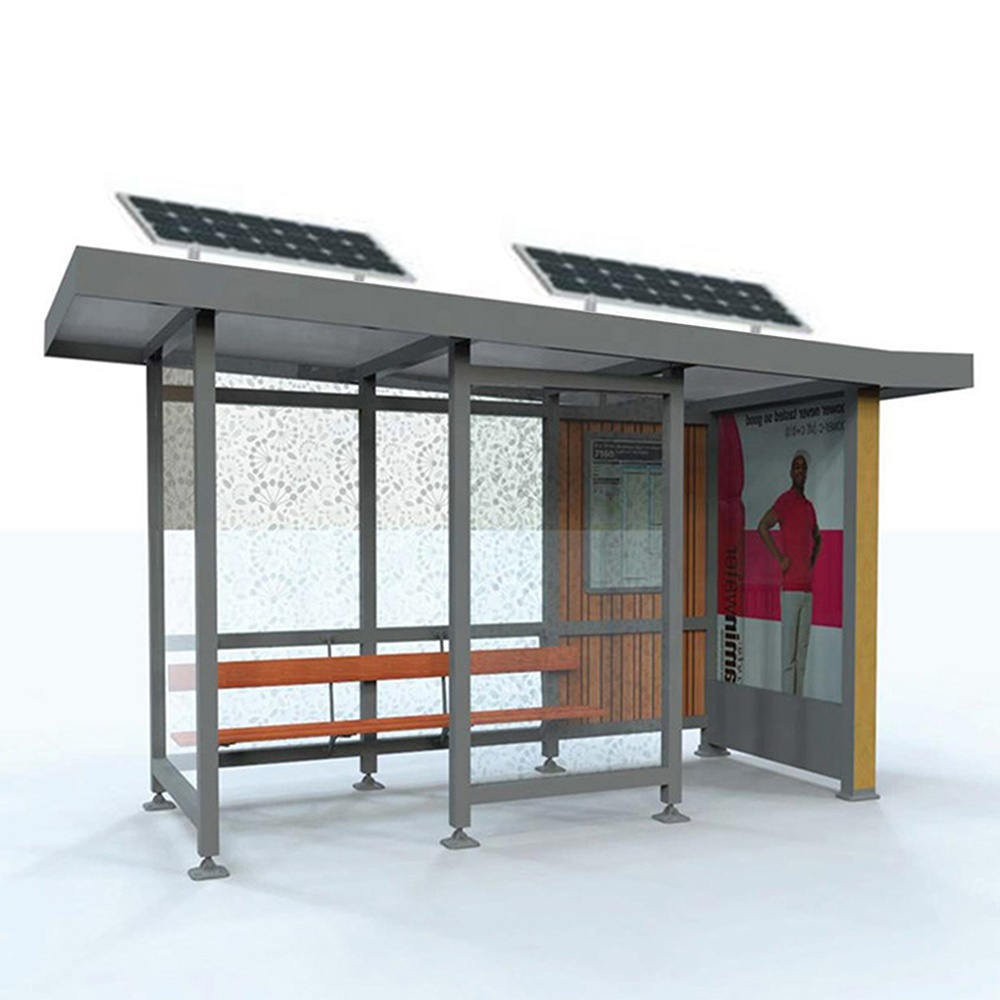 Outdoor furniture metal solar bus stop modern bus shelter