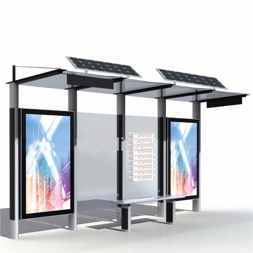 Most popular solar powered steel bus stop shelter bus stop bench